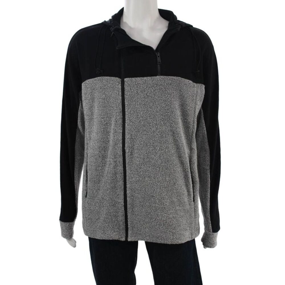 Public School Mens Full-Zip Hoodies Black High Neck Designer Size L